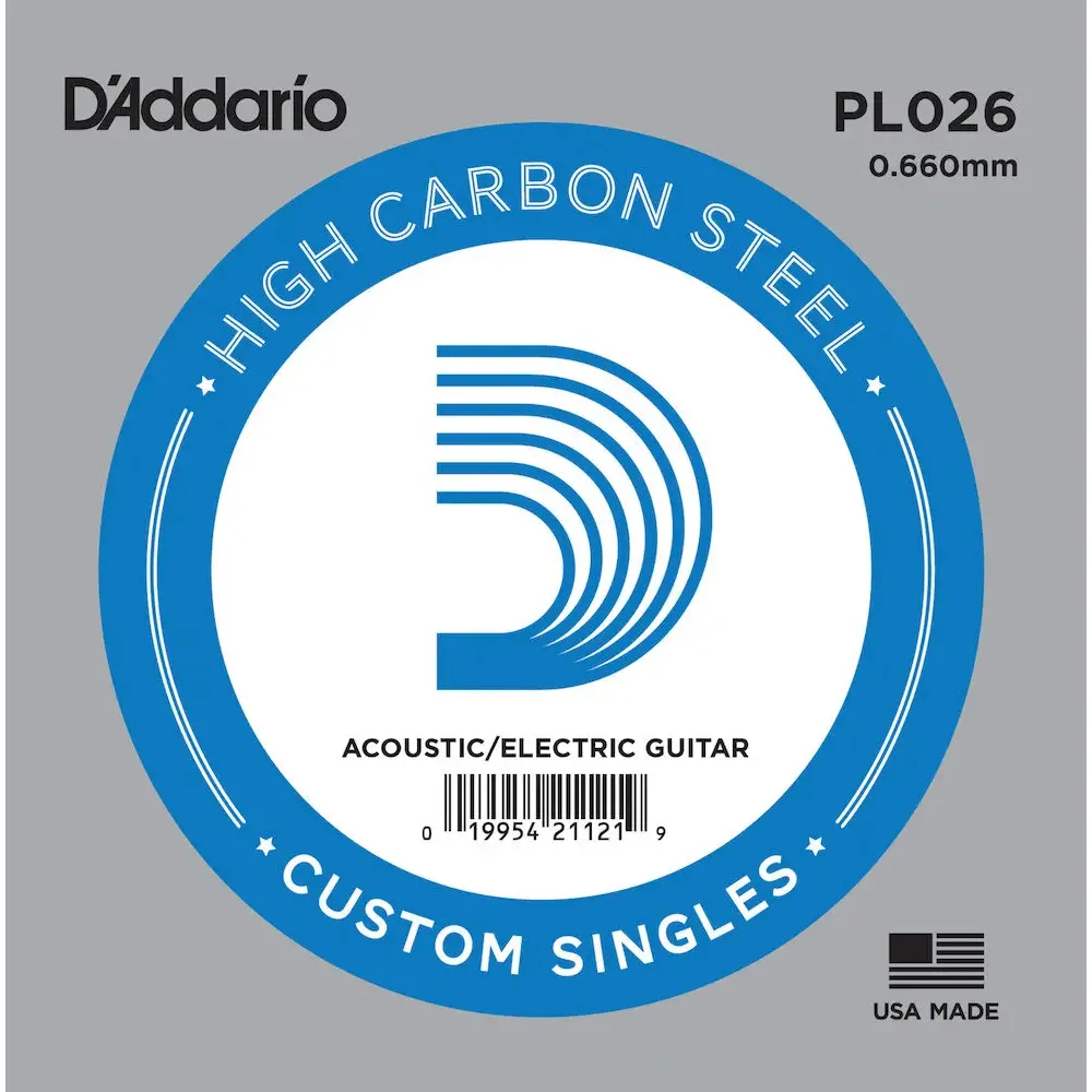 Daddario PL026 Plain Steel Guitar Single String, .026