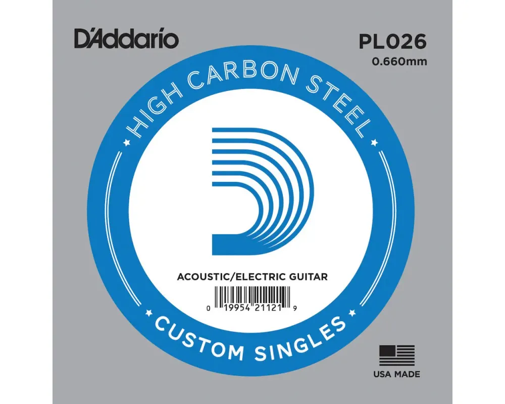 Daddario PL026 Plain Steel Guitar Single String, .026