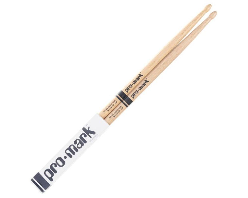 Promark PW5AW Classic Attack 5A Shira Kashi Oak Drumstick, Oval Wood Tip
