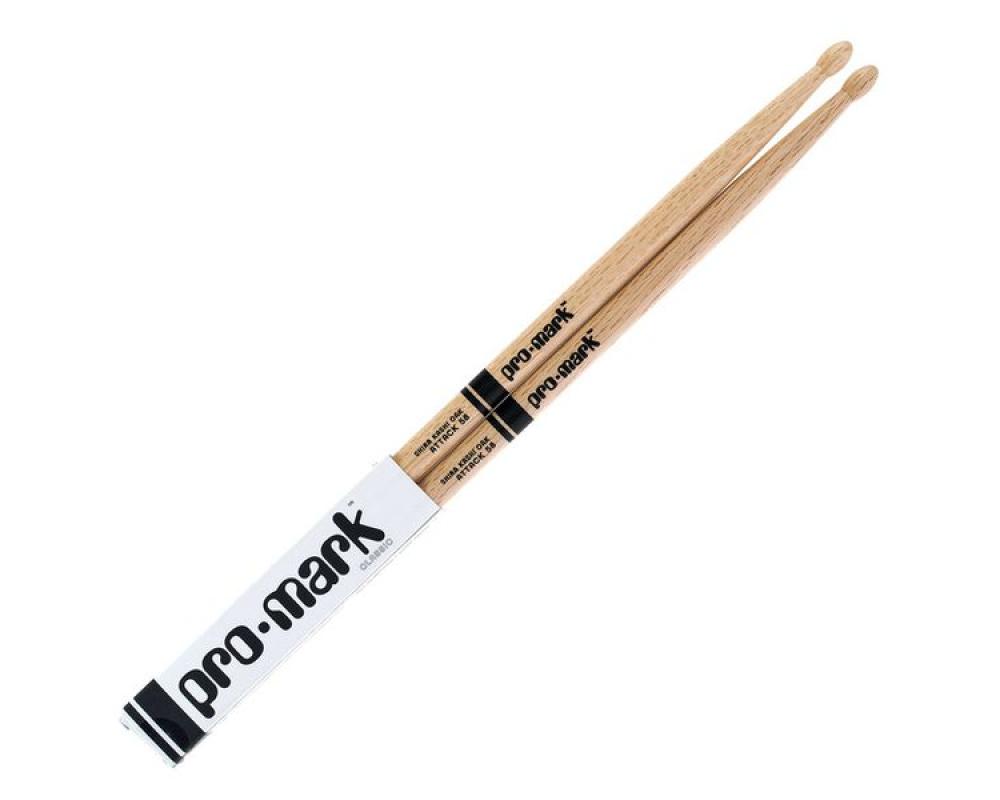 Promark PW5BW Classic Attack 5B Shira Kashi Oak Drumstick, Oval Wood Tip