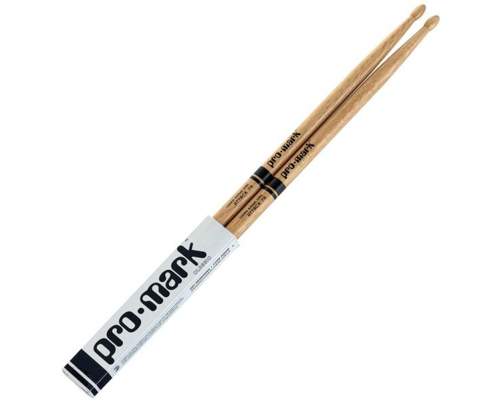 Promark PW7AW Classic Attack 7A Shira Kashi Oak Drumstick, Oval Wood Tip