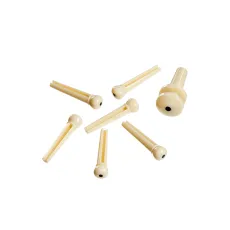 Daddario Injected Molded Bridge Pins with End Pin, Set of 7, Ivory, Ebony Dot