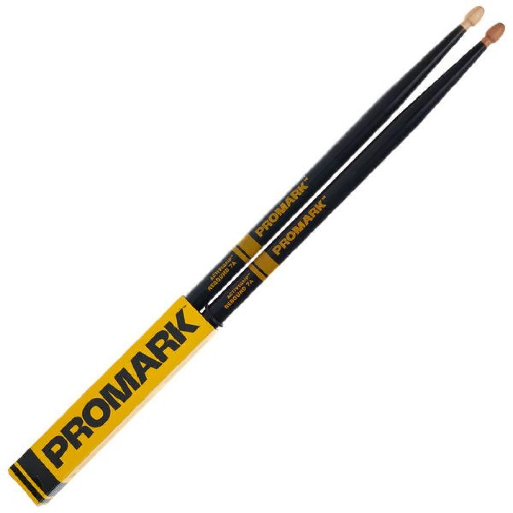 Promark R7AAG Rebound 7A ActiveGrip Hickory Drumstick, Acorn Wood Tip