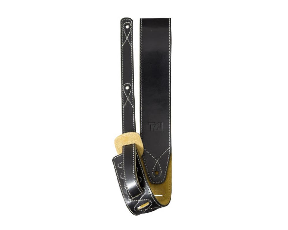 TGI Guitar Strap Black Leather with Suede Back