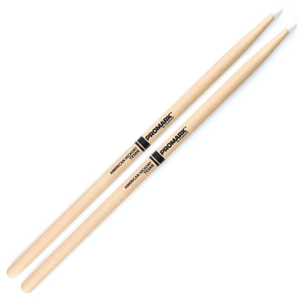 Promark TX5AN  Classic Forward 5A Hickory Drumstick, Oval Nylon Tip