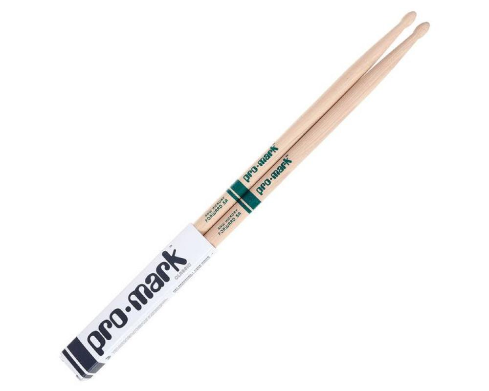 Promark TXR5BW Classic Forward 5B Raw Hickory Drumstick, Oval Wood Tip
