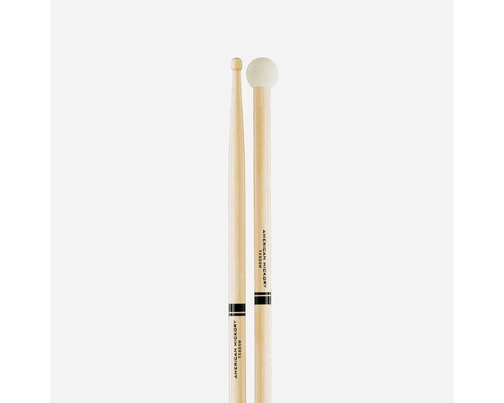 Promark TXSD5W Hickory SD5 Light Multi Percussion Stick, Wood tip, Felt Butt