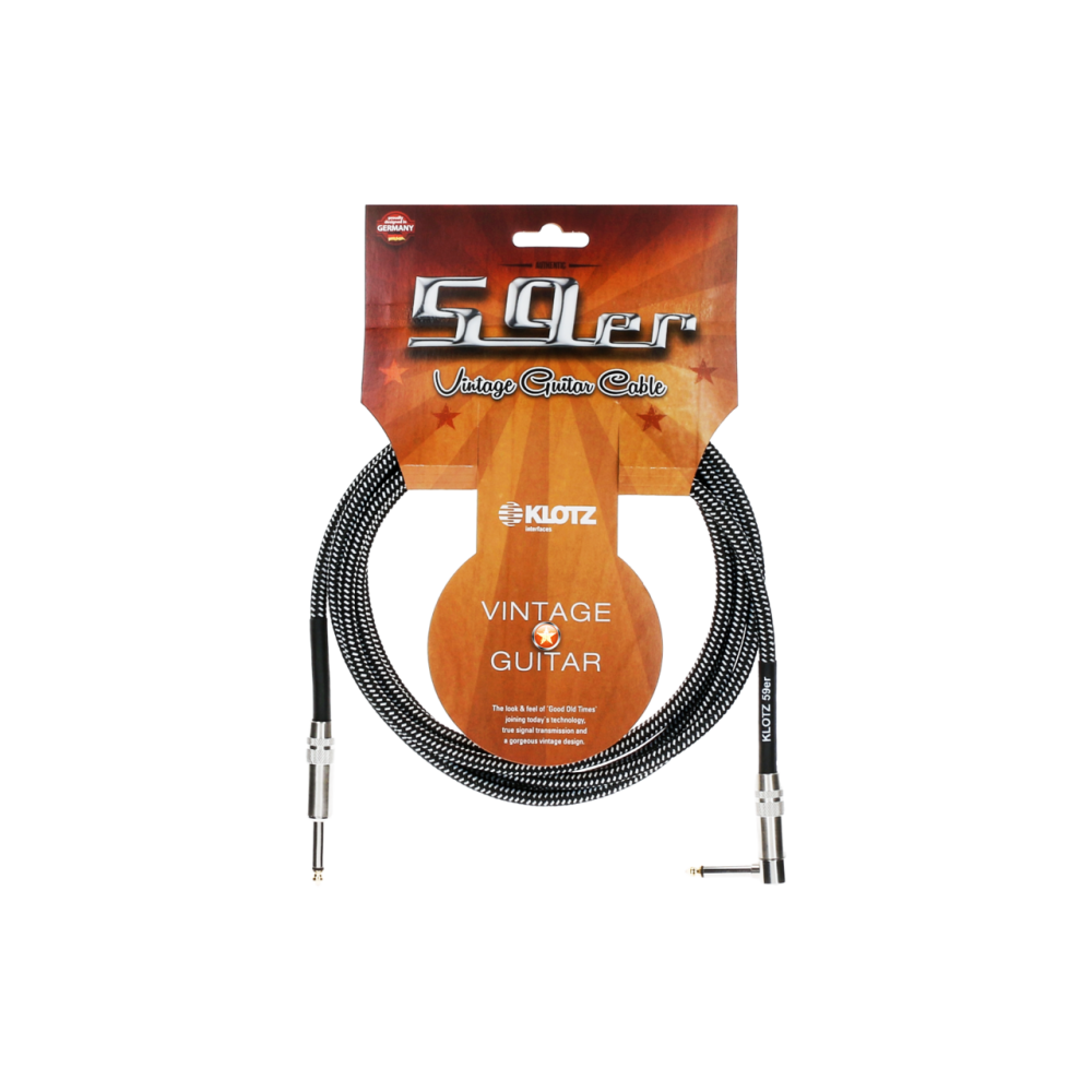 Klotz Vintage 59er Guitar Cable Jack 2p angulo reto - Jack 2p, 3m