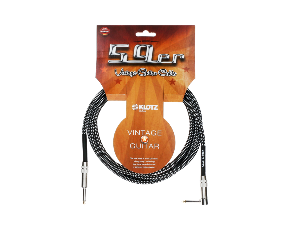 Klotz Vintage 59er Guitar Cable Jack 2p angulo reto - Jack 2p, 3m