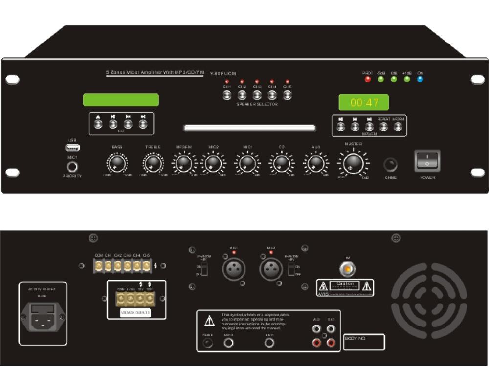 Art System Y-500FUCM, 5 zonas, usb, cd, radio,4-16ohm,70/100v 520w
